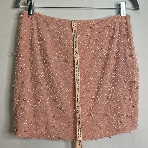 Oh Polly Belle Ile rose beaded pearl slit mini skirt NWT - Picture 10 of 11